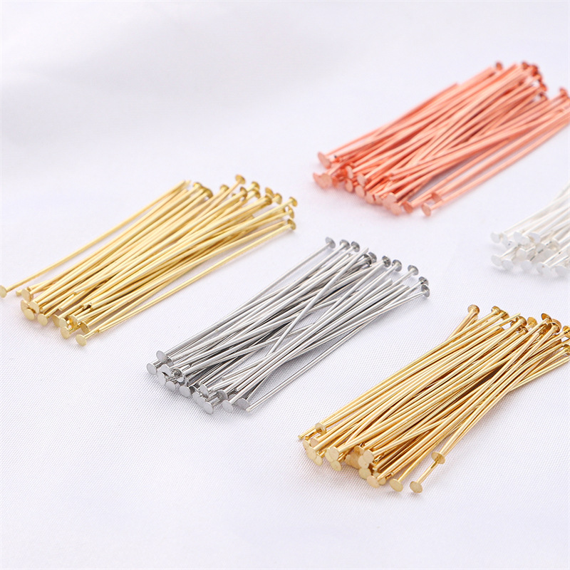 Embroidery Bracelet - 50pcs/pak Pin Kepala Datar Perak Sterling