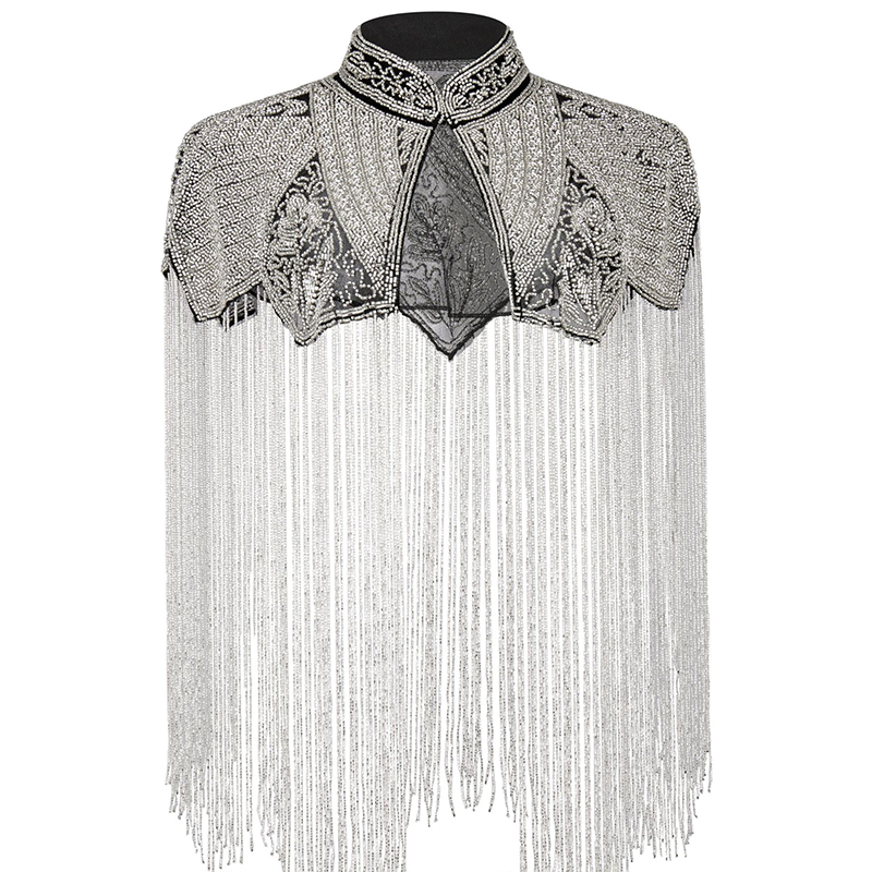 Embroidery Shawl - Selendang Manik-Manik Halus dengan Rumbai Panjang,