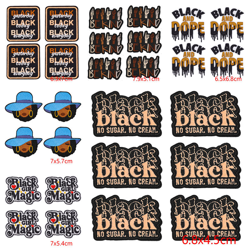 Embroidery On Black Shirt - 10 Buah/Banyak Hitam Gadis Sihir Keren