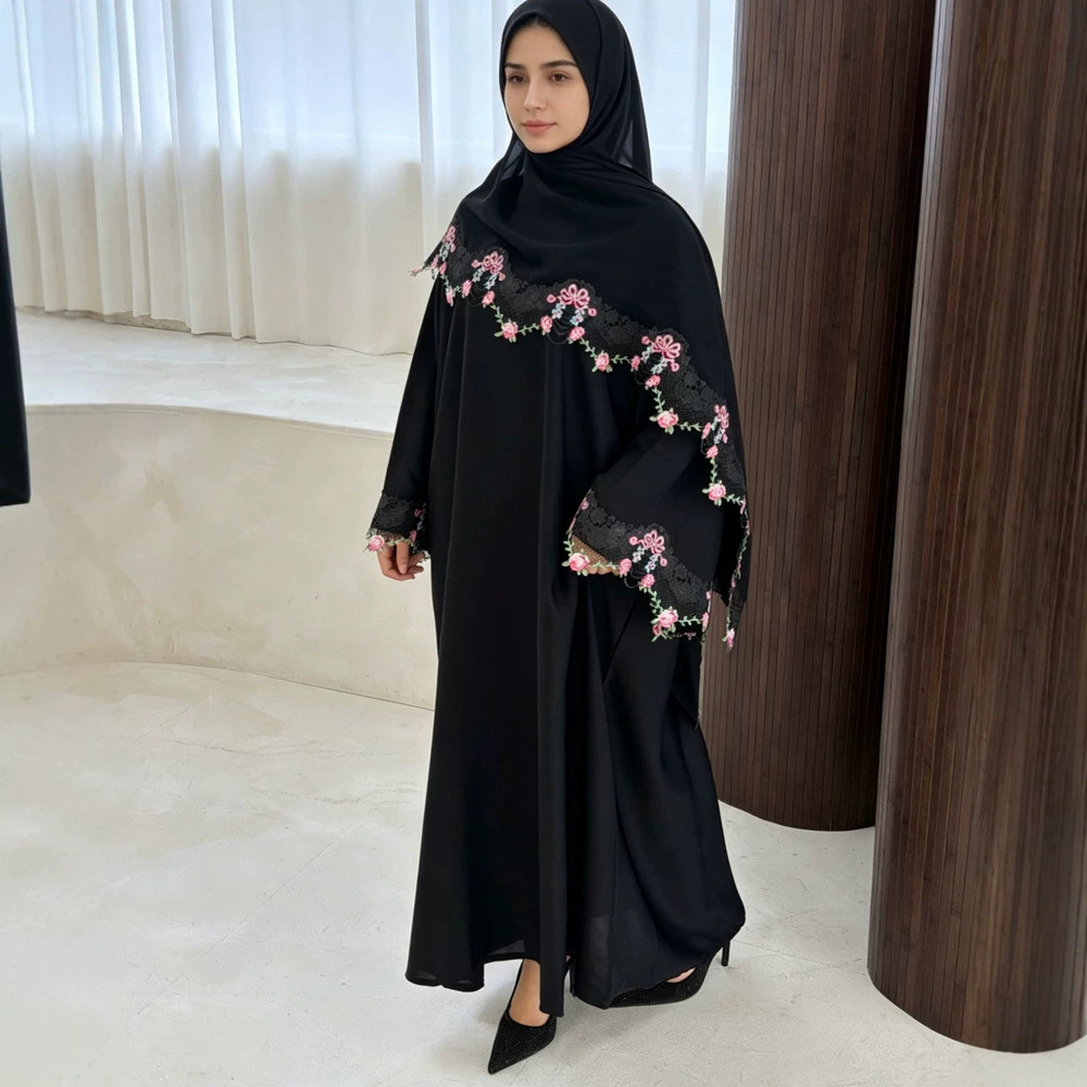 Embroidery Hijab - Gaun Lebaran Wanita Muslim Abaya Gaun