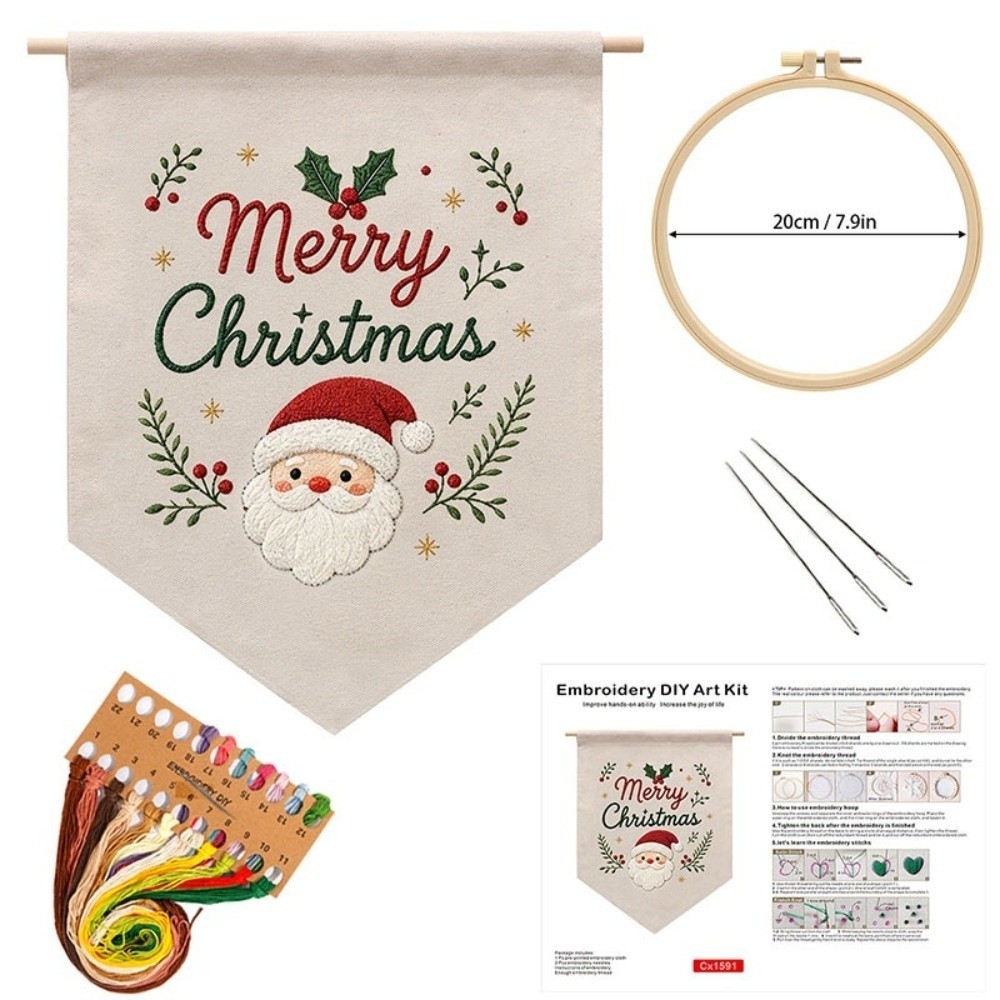 Embroidery Xmas Decorations - Paket Kerajinan Bordir Natal Buatan Tangan: