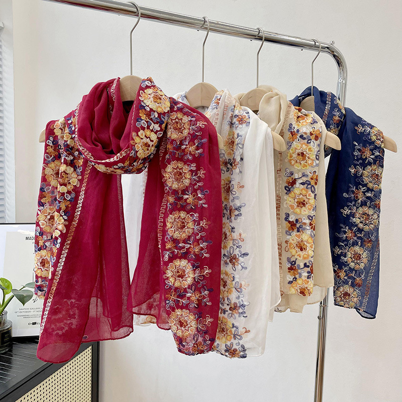 Embroidery Hijab - Syal Jilbab Katun Lembut Baru 2025