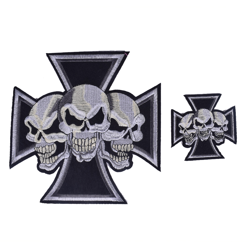 Embroidery On Black Shirt - 2 Buah Patch Bordir Tengkorak Hantu,