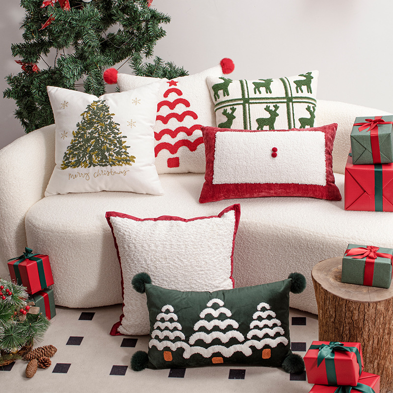 Sarung Bantal Natal dengan Bor - Embroidery Xmas Decorations ulasan dan harga