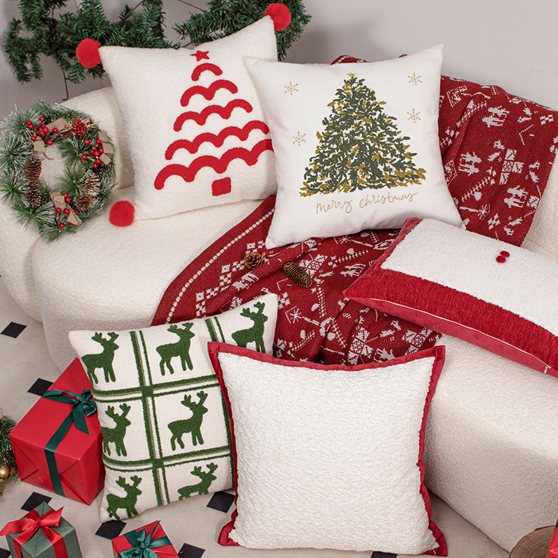 Sarung Bantal Natal dengan Bor - Embroidery Xmas Decorations ulasan dan harga