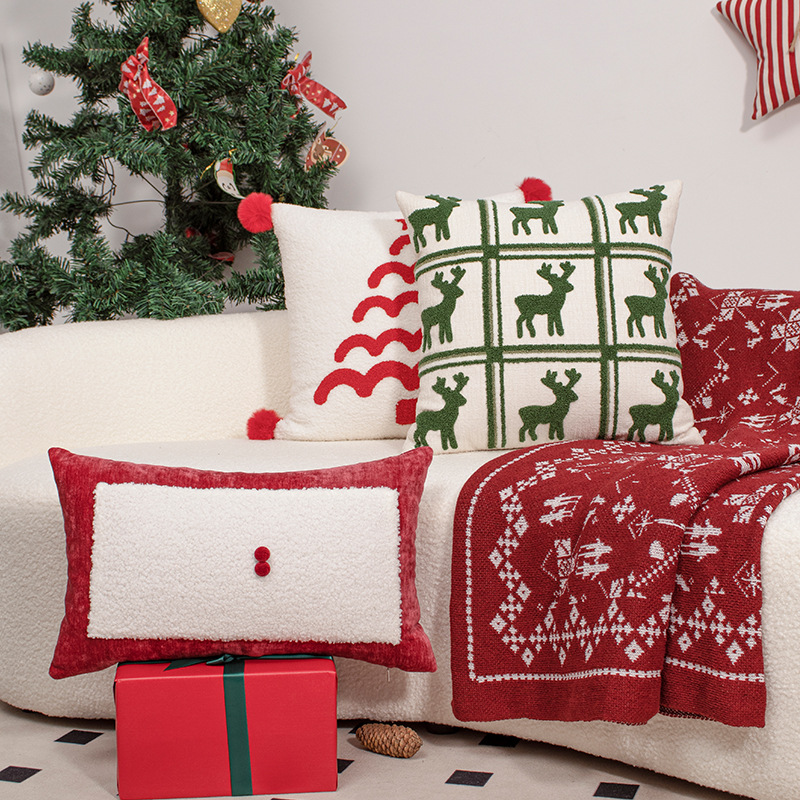 Sarung Bantal Natal dengan Bor - Embroidery Xmas Decorations ulasan dan harga