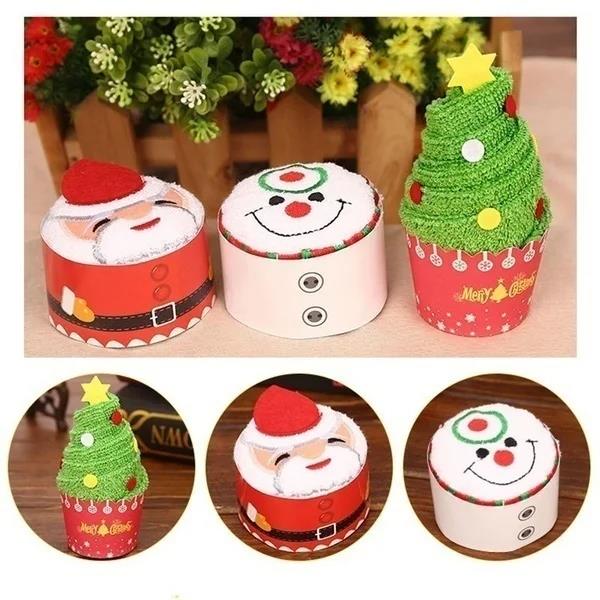 Handuk Natal 30*30cm Bentuk Ku - Embroidery Xmas Decorations ulasan dan harga