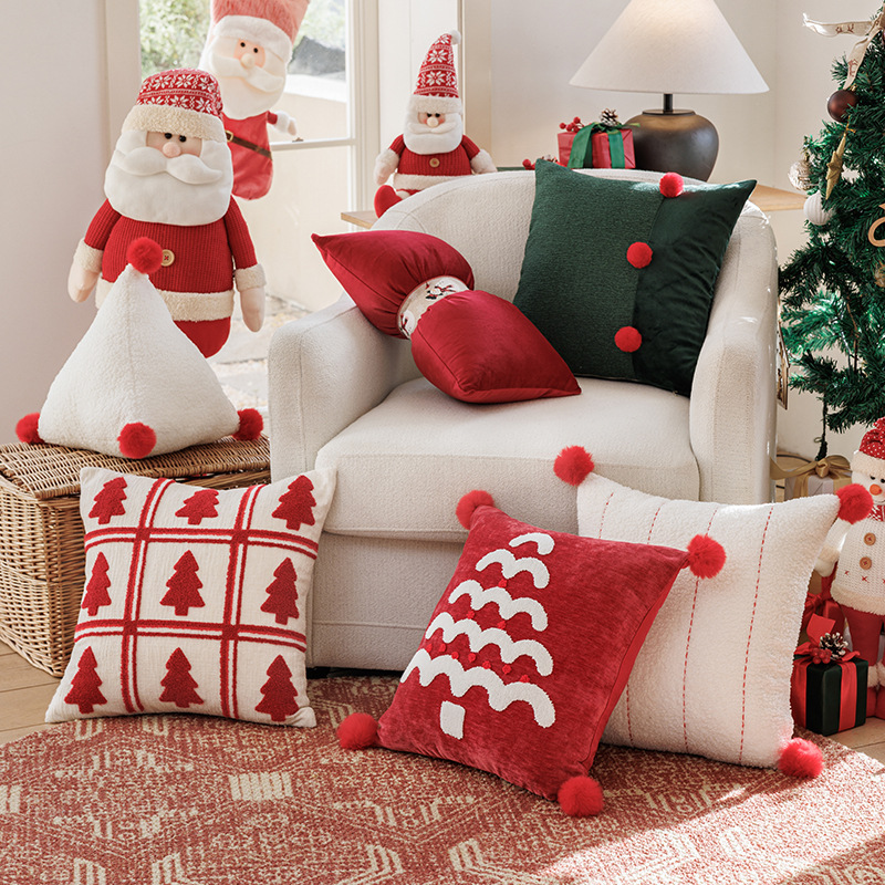 Sarung Bantal Natal dengan Bor - Embroidery Xmas Decorations ulasan dan harga