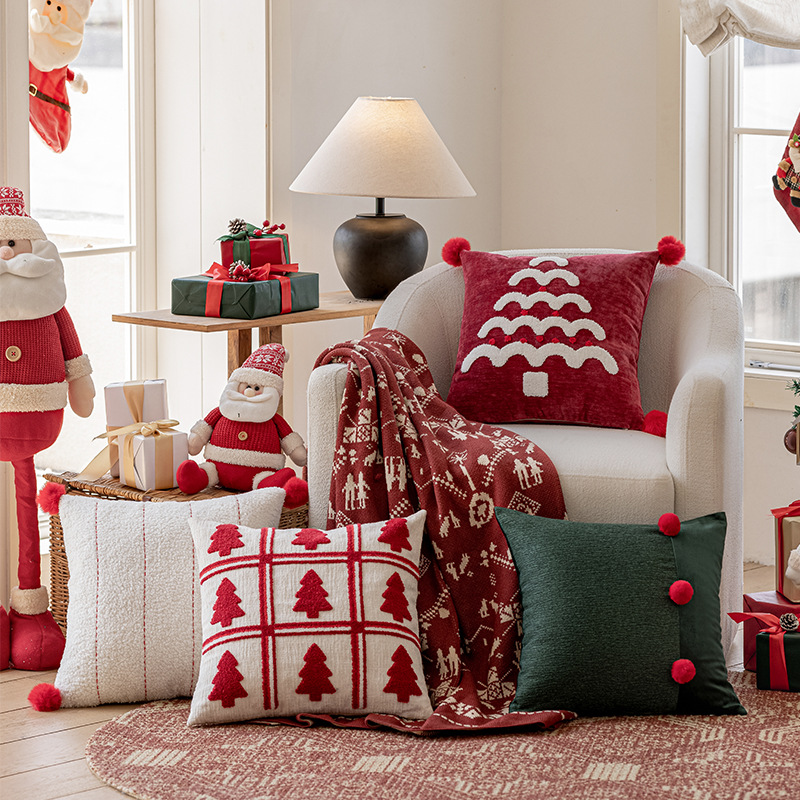 Sarung Bantal Natal dengan Bor - Embroidery Xmas Decorations ulasan dan harga