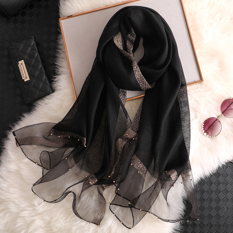 2024 syal selendang sutra 100% - Embroidery Hijab ulasan dan harga