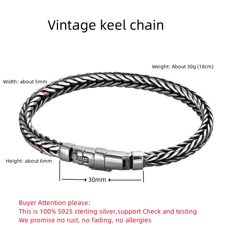 S925 perak murni sederhana men - Embroidery Bracelet ulasan dan harga