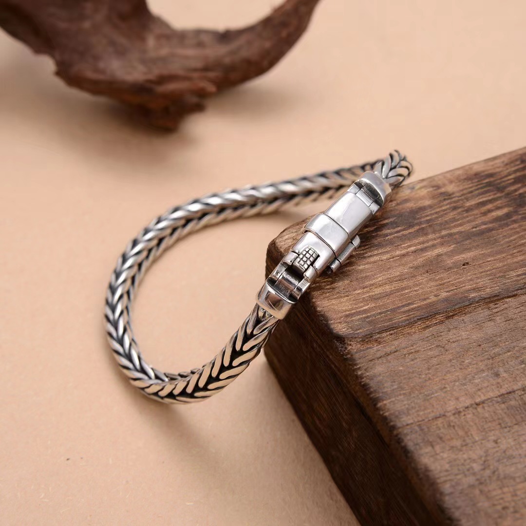 S925 perak murni sederhana men - Embroidery Bracelet ulasan dan harga