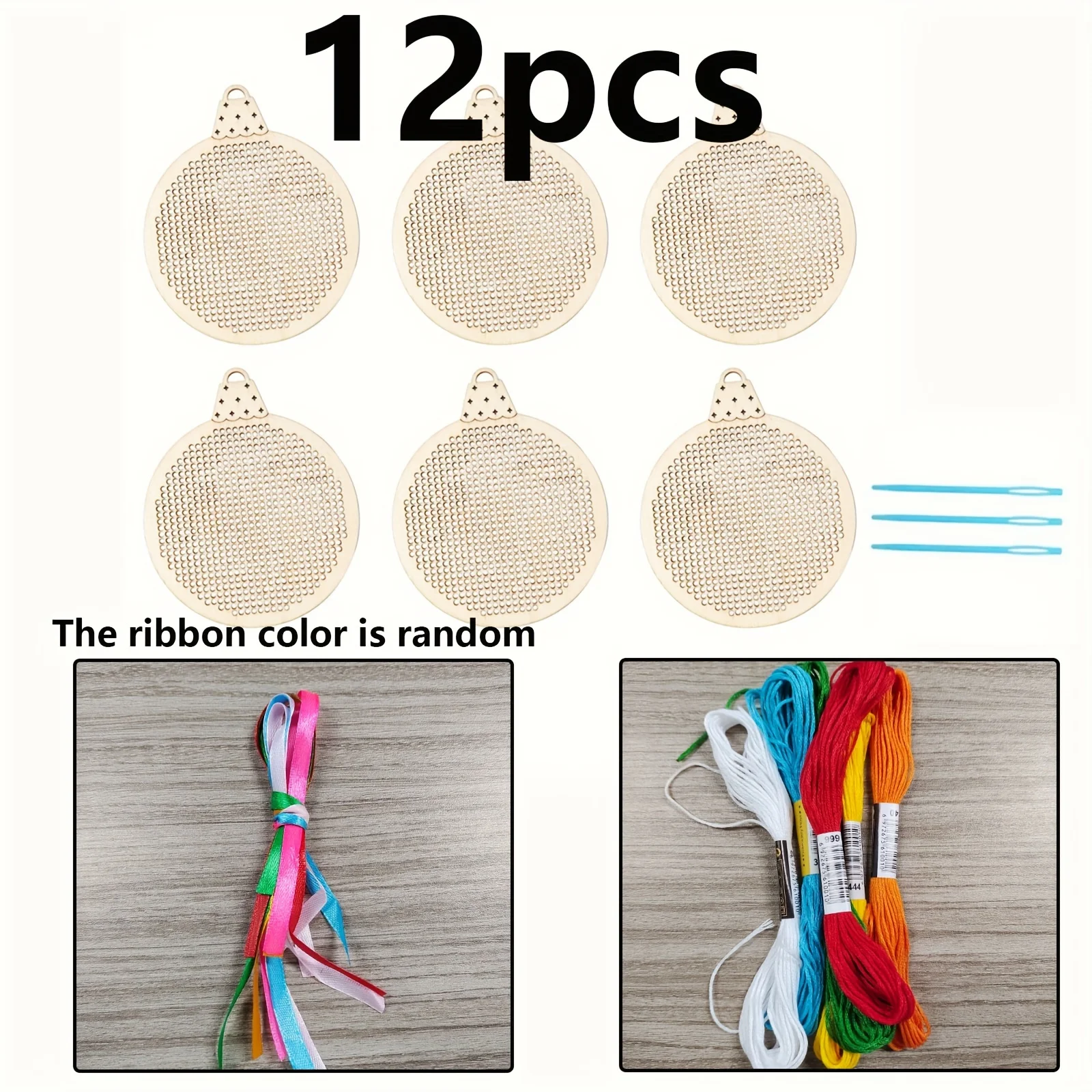 12Pcs Hiasan Kayu Natal Berben - Embroidery Xmas Decorations ulasan dan harga