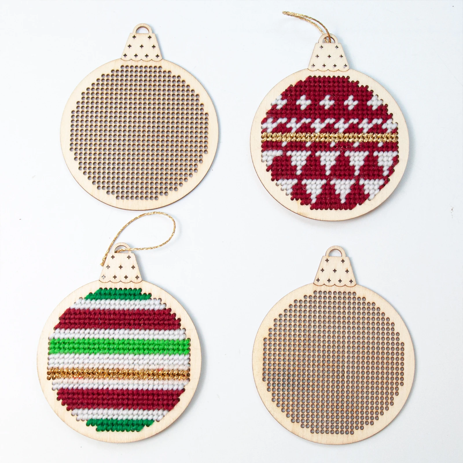 12Pcs Hiasan Kayu Natal Berben - Embroidery Xmas Decorations ulasan dan harga